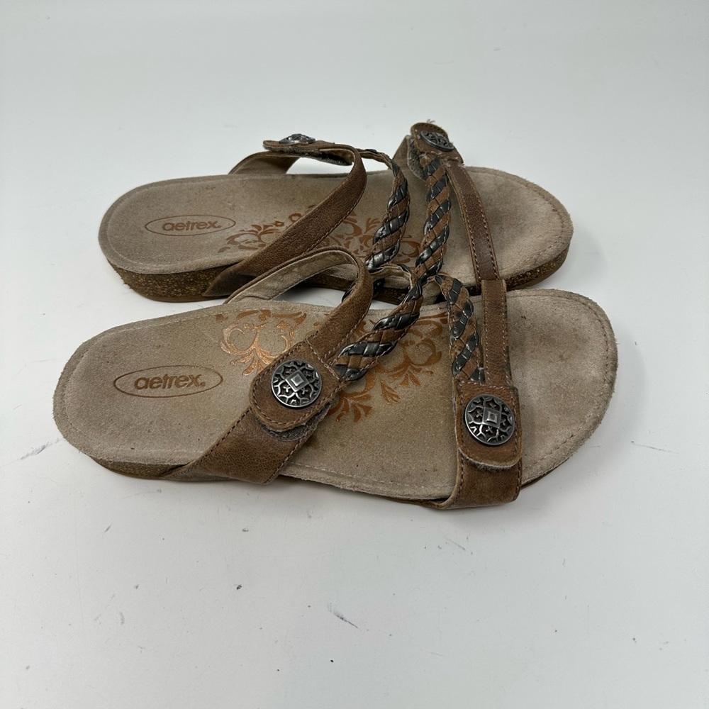 Aetrex Janey Braided Slid Sandals Women's Sz 6 - Picture 3 of 15